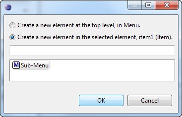 New menu element dialog